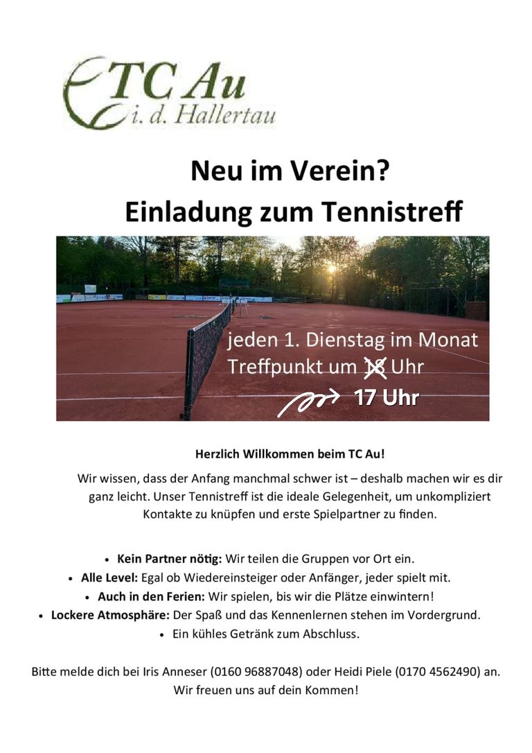 Tennistreff für Neumitglieder
